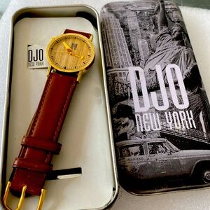 Ultra Rare 1980s Yellow Cab Watch With Brown Band By DJO NY New